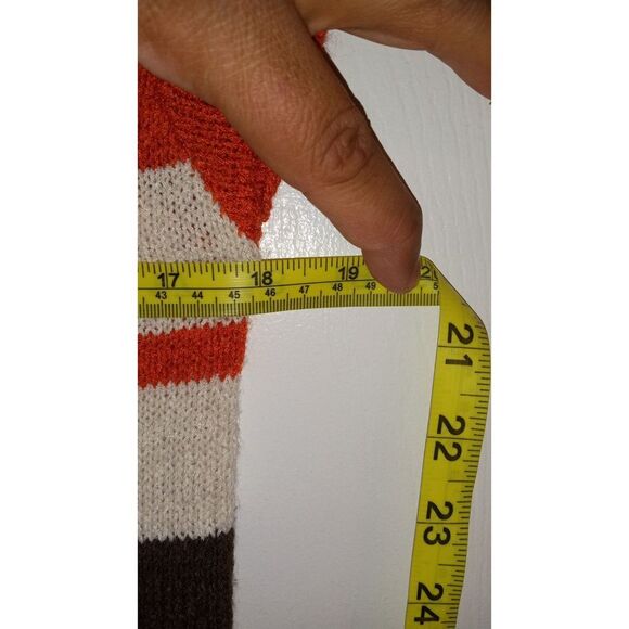 JW Style Orange, White, And Brown Stripped Women's Knit Top Small - Picture 6 of 6